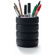 Larskas Lastik Kalem Tutucu, Kalemlik, Tire Shape Pen Holder, Şık Masa Üstü Pratik Organizer