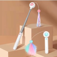 Larskas Lazerli Kedi Oltası Oyuncağı – Uzayan Etkileşimli Kedi Oyun Çubuğu ve Av Oyuncağı (Pembe)