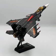 Larskas Oyuncak Model Uçak Dahili Şarjlı Buhar Atabilen Metal Kasa Işıklı Sesli Standlı Sürtmeli Savaş Uçağı + Kutulu F-16 (Siyah)