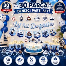 Bkmc Party Denizci Doğum Günü Süsleri 30 Parça | Banner, Gözlük, Pasta Süsü ve Mısır Kutusu Parti Seti