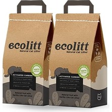 Larskas 2'li Avantaj Paketi Ecolitt Ultra Koku Hapseden Kraft Pakette Topaklanan Kahverengi Bentonit Aktif Karbonlu Kedi Kumu 2x8 kg