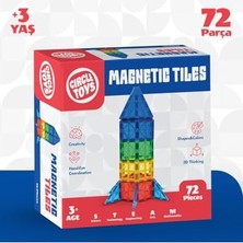 Larskas Magnetic Tiles Manyetik Yapı Blokları 72 Parça 3D Steam Eğitici Çocuk Oyuncağı ve Inşa Seti