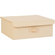 Larskas Ocean Home Textile Bej Balıksırtı Kapaklı Kutu 48 x 40 x 19 cm