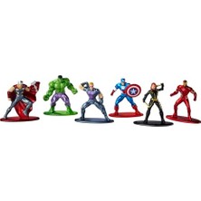 Larskas Jada Toys Marvel Avengers Figürleri (6 Adet) - Diorama Seti, 6 Metal Nano Koleksiyon Figürü (Captain America, Iron Man, Hulk, Hawkeye, Thor & Black Widow) 3 Yaşından Büyük Hayranlar ve Koleksiyoncular