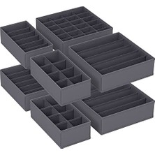 Larskas Songmıcs Iç Giyim Düzenleyici 8'li Set, Çekmece Düzenleyici, Katlanabilir, Gardırop Düzenleyici, Saklama Kutusu Dolabı, Kumaş Kutuları Saklama, Sütyen, Çorap, Kravat, Gri RUS08GY
