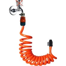 Larskas Plasyay Spiral Wc Tuvalet Banyo Veranda Balkon Yıkama Bahçe Sulama Hortum Seti Turuncu (1.5 Metre)