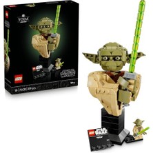 Larskas LEGO Star Wars: Klonların Saldırısı Yoda Büstü 75438 - Yetişkinler Için Işın Kılıçlı Yoda Minifigürü ile Isim Levhalı Stant Içeren Dekoratif Koleksiyonluk Model Yapım Seti, Hediye Fikri (399 Parça)