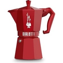 Larskas Bialetti - Moka Exclusive: 6 Cups Ocak Üstü Espresso Pişirici - 270ML - Kırmızı Renk - Alüminyum Gövde - Patentli Güvenlik Valfi - Tüm Ocak Türleri Için Uygundur (Indüksiyon Hariç)
