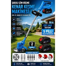 Dynamic Max 4020F Şarjlı Ot Çim Biçme Kenar Kesme Makinesi 5 Pilli 2 Batarya 7 Başlıklı Şarjlı Tırpan Y