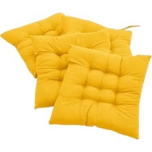 Larskas 4’lü Sandalye Minderi – Bağcıklı, Çökme Yapmaz Sünger Dolgulu, Yıkanabilir – 40X40 cm (Sarı)