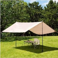 Larskas Su Geçirmez Dayanıklı Piknik Kamp Sahil Plaj Güneşlik Koruyucu Tente Gölgelik Çadır 500X300 cm Tek Ebat Bej
