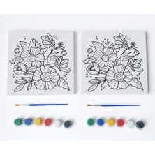 Larskas Figürlü Tuval Boyama Seti 20X20 cm – 1 Adet Fırça, 6 Renk Akrilik Boya ve Referans Görselli Hobi & Kendin Yap Boyama Kiti (1, Çiçek Kelebek)