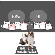 Larskas Monnhein Gri Kalp Kediler, Kedi Köpek Mama ve Su Altlığı, Mama Paspası, Kedi Köpek Mama Eğitim Paspası (50X35)
