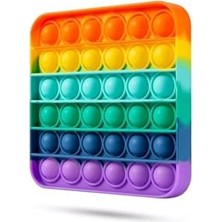Larskas Popit Kare Gökkuşağı Renk Duyusal Oyuncak Zihinsel Gelişim Stres Oyun 12,5X12,5CM Pop It