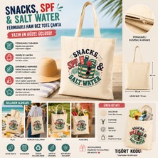 Tişört Kodu Snacks, Spf & Salt Water Fermuarlı Ham Bez Tote Çanta