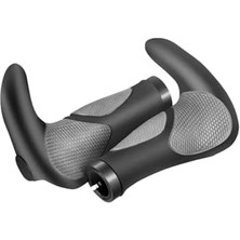 Larskas Bike Sky Brıvı - 135MM Siyah-Gri Alünyum Bisiklet Gidon Ergonok Elcik (1.sınıf Kalite)