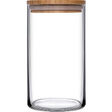 Larskas Paşabahçe 43463 Bamboo Ahşap Kapaklı Cam Kavanoz, Şeffaf, 1.48 Litre