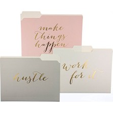 Larskas "make Things Happen" Dosya Klasör Seti – Dosya Seti 9 Klasör ve 3 Benzersiz Go-Getter Tasarımı Içerir, Dayanıklı Üç Noktalı Kaplamalı Karton Üzerine Altın Folyo Süslü, 29,8 cm x 24,1 cm