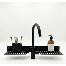 Larskas Orret Home Eviye Önü Organizer Rafı Metal Lavabo Üstü Raf Mutfak Evye Üstü Organizer Duvara Yapışkanlı Delmeden Montaj Lavabo Arkası Raf Süngerlik Sabunluk Mutfak Rafı