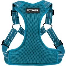 Larskas Voyager Ayarlanabilir Köpek Koşumu, Yürüyüş Için Yansıtıcı Şeritli, Koşu, Dayanıklı Tam Vücut Tasmasız D Halkalı Yelek, Nefes Alabilir, Dört Mevsim - Koşum Takımı (Turkuaz), Xs