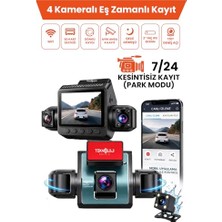 Larskas 4 Kameralı Araç Içi Kamera LCD Ekranlı 360° 1080P Hd Gece Görüşü, G Sensor, Park, Döngü Kayıt Wdr, Uygulama Kontrol