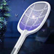 Larskas Standlı Taşınabilir Sinek Öldürücü Mor Işık Tenis Raketi 27CM x 22CM Şarjlı Dekoratif Yatak Odası, Çocuk Odası, Bebek Odası Sinek Kovucu USB Şarjlı LTD618