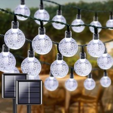 Larskas Güneş Enerjili Dize Işıklar Su Geçirmez, 7 M /50 LED 8 Mod Kristal Küre Veranda Için, Bahçe Güneş Küresi Peri Işıklar, Düğün Açık Hava Noel Parti Dekorasyonu Için Güneş Bahçe Işıkları