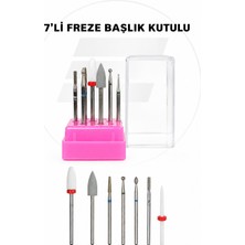 ERHCE Freze 7'li Başlık Seti Elmas Seramik Frez Uçları Freze Ucu Kalıcı Oje Protez Jel Takma Tırnak Çıkartıcı