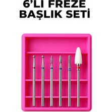 ERHCE Freze 6'lı Başlık Seti Elmas Seramik Frez Uçları Freze Ucu Kalıcı Oje Protez Jel Takma Tırnak Çıkartıcı
