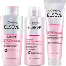 Larskas L’oréal Paris Elseve Glycolic Gloss Parlaklık Veren Saç Bakım Rutini Seti: Şampuan, Saç Kremi, Bakım Spreyi