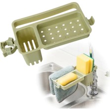 Sepet Dolusu® Musluğa Takılan Sünger Havlu Askılı Sabun Hazneli Mutfak Banyo Lavabo Düzenleyici Organizer