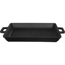 Larskas Metal Döküm Izgara Tava, 26X32 cm Boyutunda ve Siyah Renk