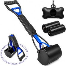 Larskas Kyrotech 4 Parçalı Katlanabilir Köpek Dışkı Toplama Aparatı 60 Cm, Tek Elle Kullanım, Çift Yaylı Güçlü Mekanizma, Geniş Hazneli Evcil Hayvan Kaka Toplayıcı, 2 Rulo Poşet ve Taşıma Çantalı Hijyenik