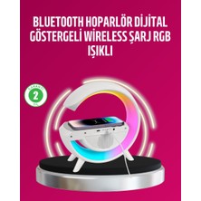 Kablosuz Şarjlı LED Masa Lambası Çalar Saat ve Beyaz Gürültü Özellikli
