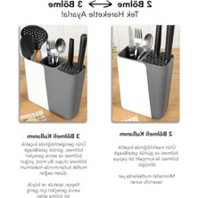 Larskas Ayarlanabilir Sürgülü Kaşıklık ve Bıçaklık Organizer, 2-3 Bölmeli, Gri