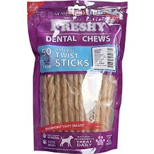 Larskas Freshy Dental Twists - Naturel Burgu Çubuk - 50'li Maxi Paket