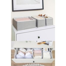 Larskas Pazar Kapısı 4 Lü Çekmece Düzenleyici Organizer Dekoratif Sepet Hurç (4 Lü Çekmece Çizgili)