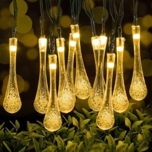 Larskas Güneş Enerjili Dize Işıklar Su Geçirmez, 7 M /50 LED 8 Mod Kristal Su Damlası Veranda Için, Bahçe Güneş Küresi Peri Işıklar, Düğün Açık Hava Noel Parti Dekorasyonu Için Güneş Bahçe Işıkları