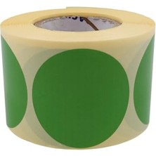 Larskas Kuşe Daire Renk Baskılı Çap Etiketi 50MM x 50MM Ölçülerinde Yuvarlak Çıkartma Sticker 500 Adet Kendinden Yapışkanlı Rulo Etiketi Barkod Yazıcılar ile Uyumlu 40MM Kuka Kağıt Bazlı Etiket (Yeşil)