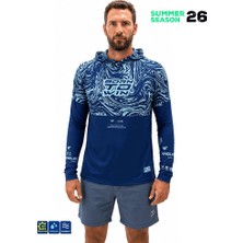 Fujin Hooded Izohips Blue Mint Uv Korumalı Balıkçı Sweatshirt