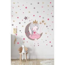 Larskas -Ayda Oturan Sevimli Kız Çocuk Odası Duvar Sticker Seti