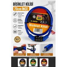 ArtMaster Mavi Şifreli Bisiklet Kilidi 70 cm Ince 1 Adet K-3668 Çelik Halat Plastik Kaplamalı Bisiklet Kiliti Scooter Kapı Şifreli