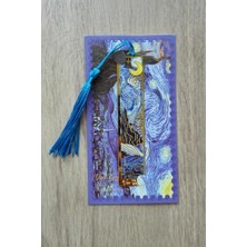 Larskas Kolbi Craft Yıldızlı Gece Van Gogh Püsküllü Altın Renk Metal Kitap Ayracı Hediyelik Sanatsal