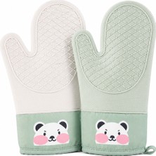 Aşkana En Çok Tercih Edilen Sevimli Panda Desenli Silikon Mutfak Eldiveni,28,5 Cm,ısıya Dayanıklı, Kaymaz, Su Geçirmez  Silikon Tutacak, Mutfak-Fırın Eldiveni