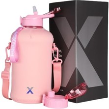 Larskas Suluk Matara 2200 Ml,  Pp Malzeme, Sağlıklı Bpa & Bps Içermez, Kılıflı, Çift Kapaklı, Koku Yapmaz, Sızdırmaz ve Dayanıklı (Pembe)