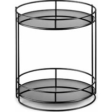 Larskas 2 Katlı Makyaj Organizer – Metal Kozmetik Düzenleyici Stand | Banyo ve Makyaj Masası Için Çok Amaçlı Organizer Raf | Takı, Parfüm ve Cilt Bakım Ürünleri Için Siyah Organizer