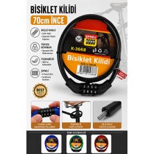 ArtMaster Siyah Şifreli Bisiklet Kilidi 70 cm Ince 1 Adet K-3668 Çelik Halat Plastik Kaplamalı Bisiklet Kiliti Scooter Kapı Şifreli
