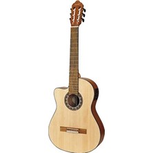 Larskas Elektro Klasik Gitar - Cutaway Tasarım, Doğal Mat Renk