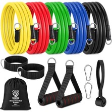 Larskas 30  Direnç Bandı Seti 11 Parça Çantalı Pilates Aerobik Egzersiz Barfiks Spor Lastiği Tüp Bant TDB11