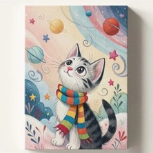 Larskas Kendin Yap Sayılarla Boyama Tuval Seti - Kış ve Kedi Temalı 40X50 cm